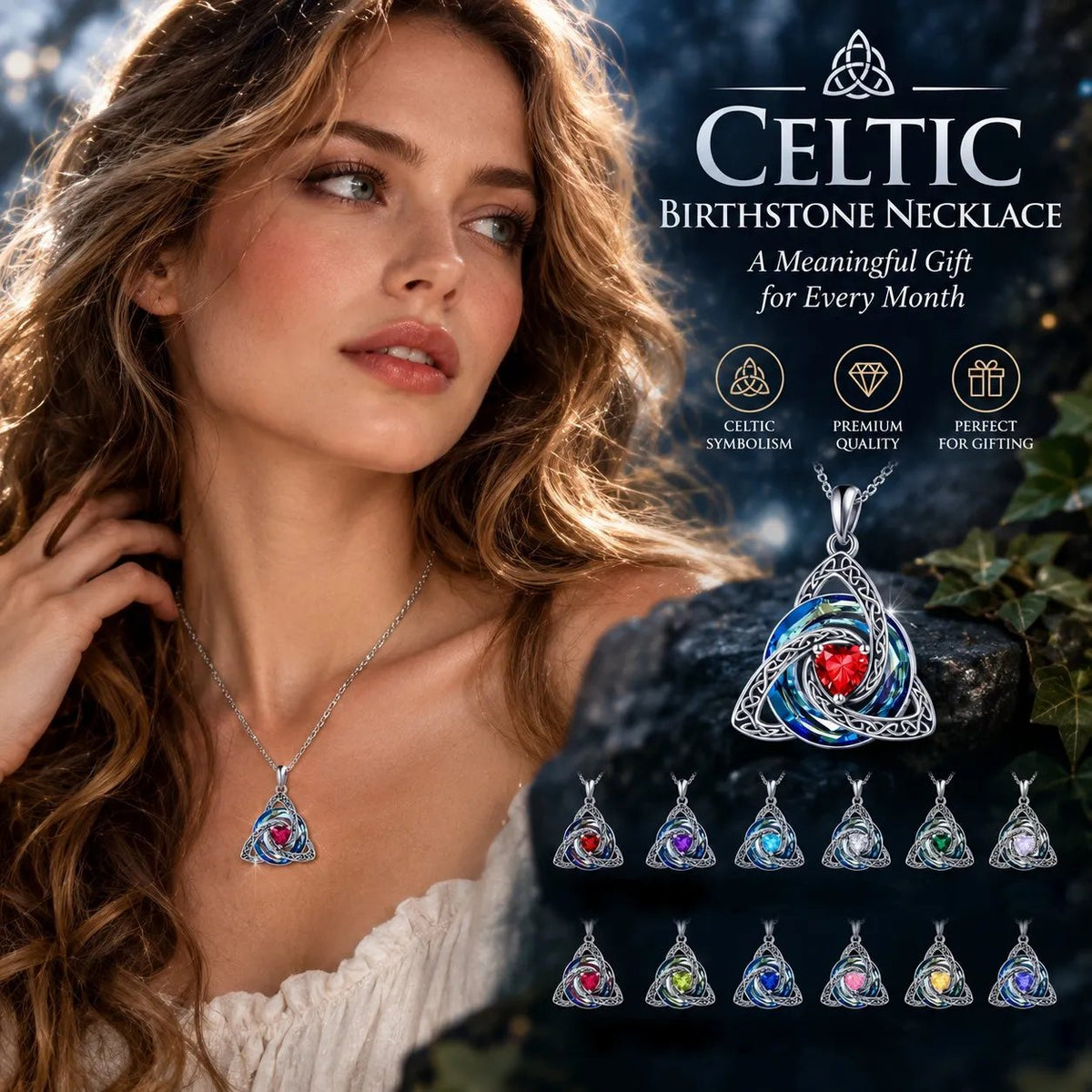 ✨ Celtic Knot Birthstone Necklace