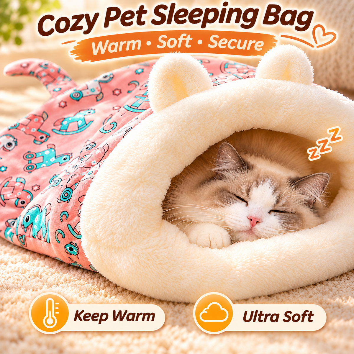 🐾 50% OFF! 🛏️ Cozy Semi-Enclosed Pet Sleeping Bag – Warm Fleece Bed for Cats & Small Dogs(📦Buy 2 Sets, Get FREE Shipping)