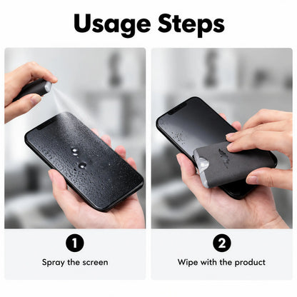 🧼Portable Screen Cleaner Spray with Microfiber Cloth, Nano Streak-Free Cleaning(📦Buy 2 Sets, Get FREE Shipping)