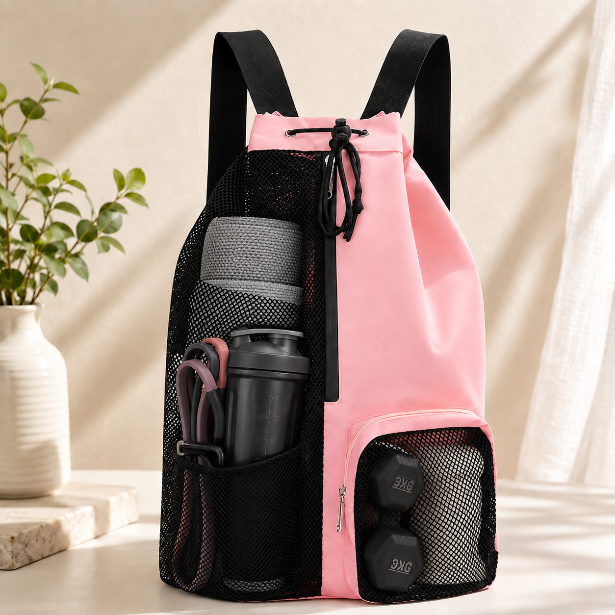 Drawstring Mesh Sports Backpack