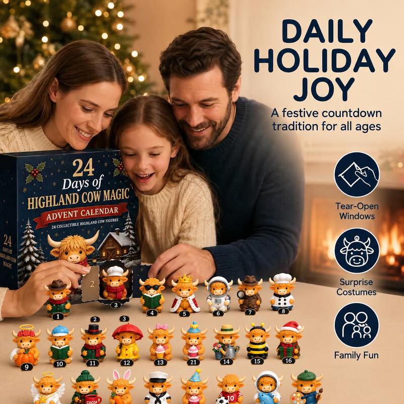 🐮🏰24 Days of Highland Cow Magic Advent Calendar(📦Buy 2 Sets, Get FREE Shipping)