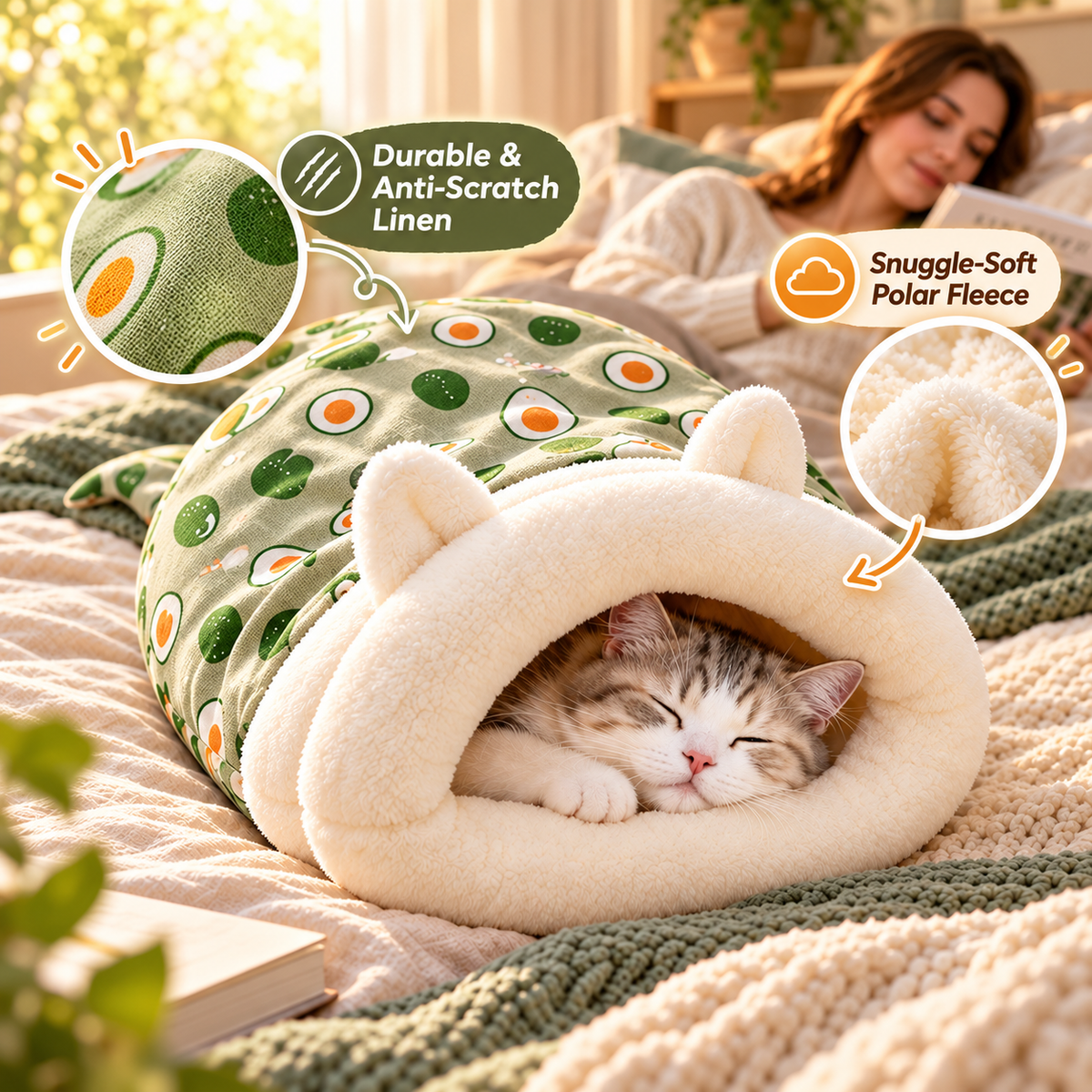 🐾 50% OFF! 🛏️ Cozy Semi-Enclosed Pet Sleeping Bag – Warm Fleece Bed for Cats & Small Dogs(📦Buy 2 Sets, Get FREE Shipping)