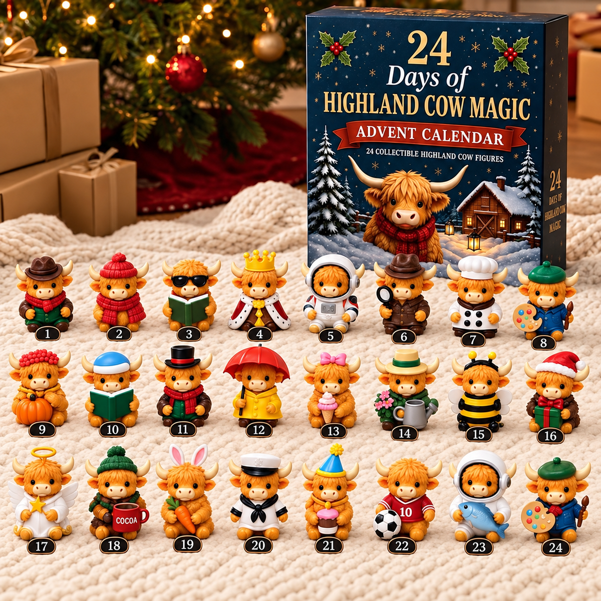 🐮🏰24 Days of Highland Cow Magic Advent Calendar(📦Buy 2 Sets, Get FREE Shipping)