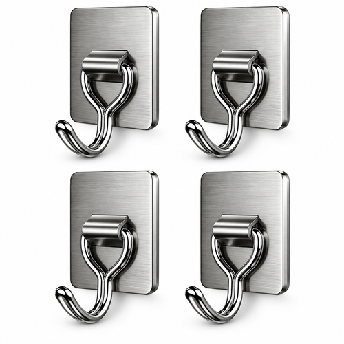 304 Stainless Steel Adhesive Hooks (4-Pack)