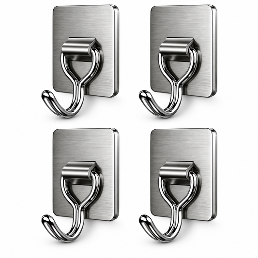 304 Stainless Steel Adhesive Hooks (4-Pack)