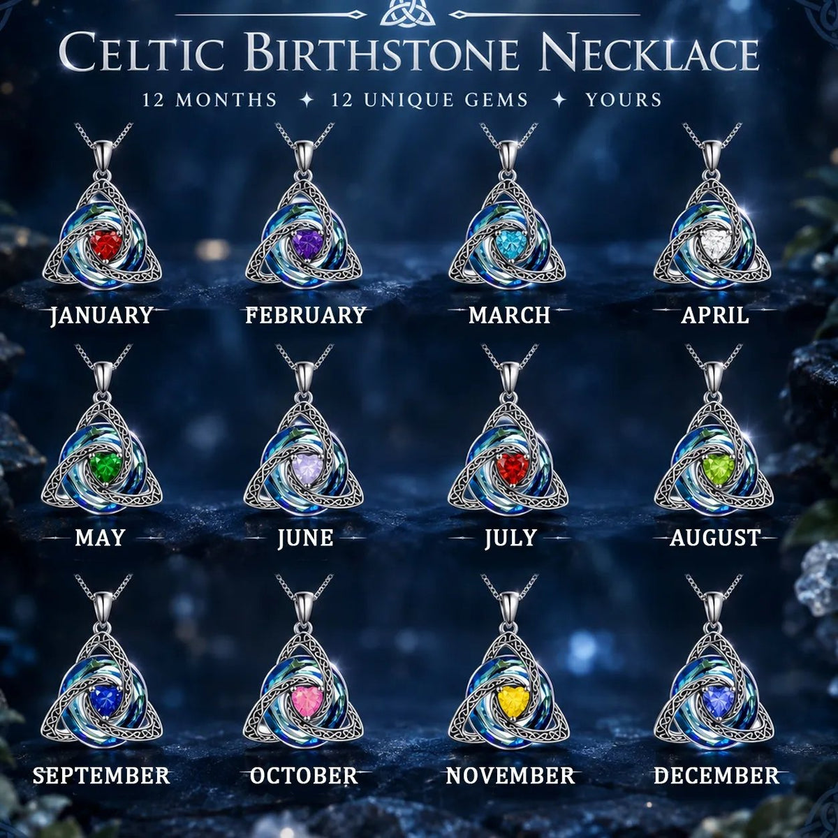 ✨ Celtic Knot Birthstone Necklace