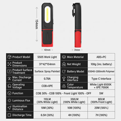 Rechargeable COB LED Work Light – Magnetic Base & 360° Rotation(📦Buy 2 Sets, Get FREE Shipping)